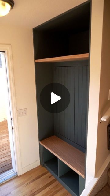 Calgary Custom Furniture on Instagram: "Custom Buit-in with hidden doors?!🤔 There used to be a boring closet with bi-fold doors, and decided to add some style and function to this space!👐 . . . #builtin #customhomes #customcabinets  #shoeshelf #myhgtv #calgary #calgaryInteriors #woodworking #woodworkingtips" Shoe Storage Front Door Entrance, Built In Hidden Shoe Shelf, Entry With Built Ins, Mudroom Hidden Shoe Storage, Entryway Hidden Storage, Shoe Closet With Doors, Mud Room Seating Ideas, Built In Hallway Closet, Small Shoe Closet Ideas