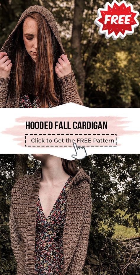 crochet Hooded Fall Cardigan free pattern - FREE Crochet Cardigan Pattern for Beginners. Click to Get the Pattern #Cardigan #crochetpattern #crochet via @shareapattern.com Hooded Sweater Pattern, Hooded Cardigan Pattern, Crochet Hood, Crochet Cardigan Pattern Free, Fall Cardigan, Crochet Sweater Pattern Free, Crochet Coat, Clothing Patterns Free, Stitch Crochet