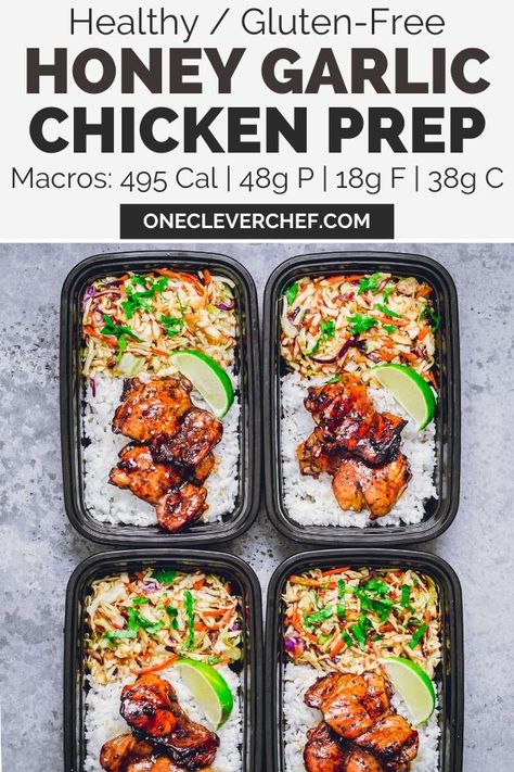 Chicken Thighs Meal Prep, Baked Honey Garlic Chicken Thighs, Healthy Chicken Meal Prep, Baked Honey Garlic Chicken, Garlic Chicken Thighs, Honey Garlic Chicken Thighs, Quick Meal Prep, Healthy Lunch Meal Prep, Easy Healthy Meal Prep