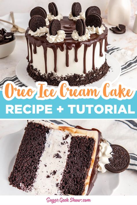 Best Cake For Ice Cream Cake, Oreo Ice Cream Cake Recipe Easy, Vanilla Oreo Ice Cream Cake, I Cream Cake, Make Your Own Ice Cream Cake, Ice Cream Cake Diy Homemade, Ice Cream Cake Chocolate, Chocolate Vanilla Ice Cream Cake, I E Cream Cake Recipes