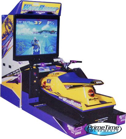 6)	In 1996, Sega released Wave Runner, an arcade game where you literally rode a ski and raced against other Jet-skis. Big ride-on arcades are always much cooler than little joysticks and buttons. The video game further validates the deep rooted awesomeness of personal watercraft. They are all about going fast and having fun. Jurassic Party Ideas, Man Cave Arcade, 1990s Kids, Arcade Console, Capas Samsung, Wave Runner, Arcade Game Room, Diy Workbench, Arcade Cabinet