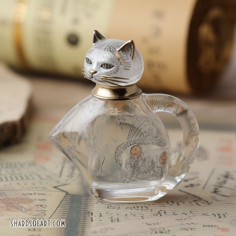 Cat Things, Antique Perfume Bottles, Antique Perfume, Cat Jewelry, Perfume Bottle, Key Rings, Bookends, Stools, Perfume Bottles