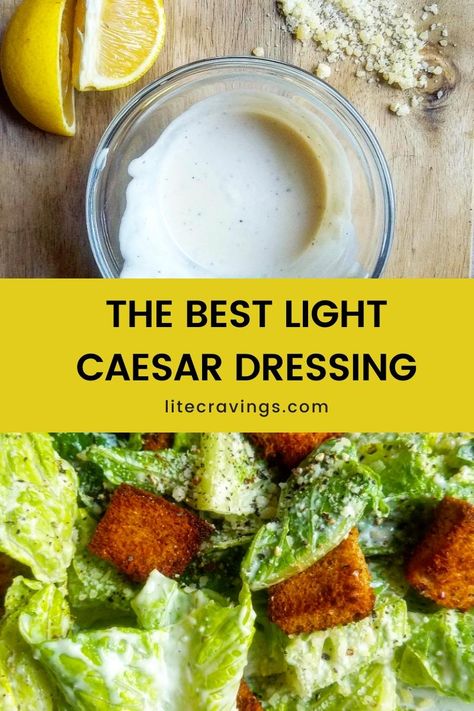 Who needs to buy bottled dressings when you can make Light Caesar Dressing at home in just about 5 minutes? Easy and delicious! #caesardressing #homemadedressing Cesar Dressing Low Calorie, Healthy Low Cal Ceaser Dressing, Low Fat Caesar Dressing, Low Fat Caesar Salad Dressing, Easy Light Ceasar Salad Dressing, Home Made Cesar Salad Dressing, Low Cal Caesar Dressing, Low Fat Ceasar Dressing, Home Made Caesar Dressing