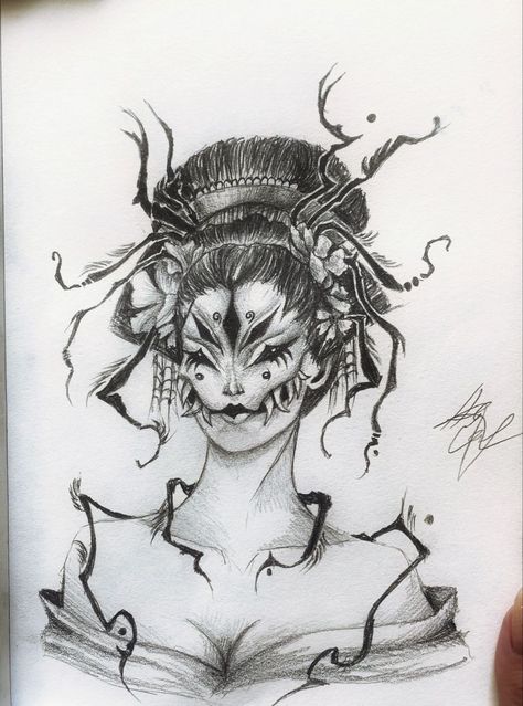 #CoolTattoos #TattooArt #InkMaster #TattooDesigns #InkedUp #TattooLovers #InkInspiration #TattooIdeas #CreativeInk #TattooStyle Jorogumo Character Design, Jorogumo Art, Jorogumo Yokai, Jorogumo Tattoo, Oni Drawing, Demon Geisha, Art Geisha, Line Tattoo Ideas, Myths & Monsters