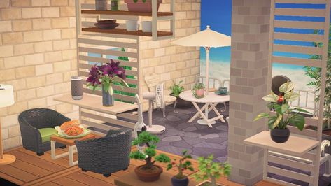 #acnh #animalcrossing A Home With A Terrace Acnh, Acnh Terrace, Home Balcony, Animal Crossing, Terrace, Animals