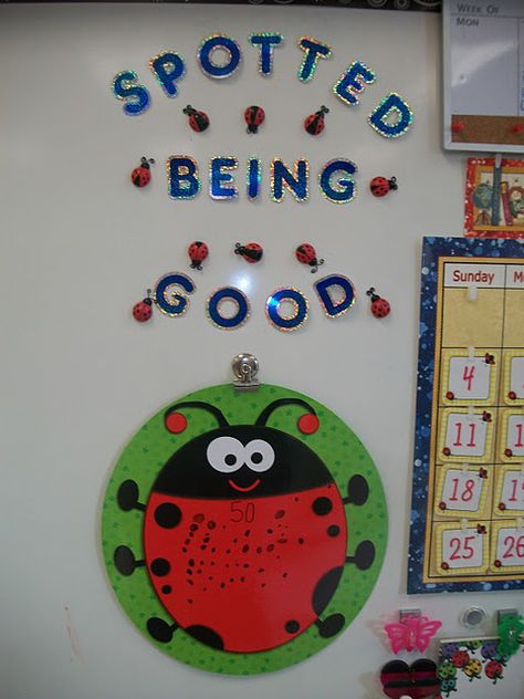 SO cute! good for a whole class award... could even provide other teachers/staff with some ladybug stickers that they can give to class if they see good behavior in hallways/assemblies/lunchroom etc... @Magan Holt Bug Classroom Theme, Third Grade Classroom Themes, Ladybug Classroom, Garden Classroom, Mini Beasts, Token Economy, Dream Classroom, Conscious Discipline, Education Tips