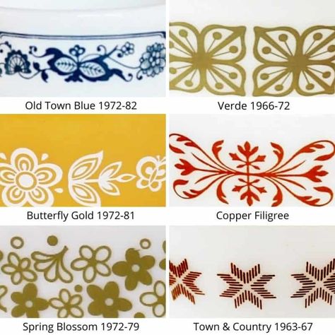 Pyrex Patterns 2 Pyrex Patterns Guide By Year, Vintage Pyrex Collection, Corelle Patterns, Vintage Pyrex Patterns, Pyrex Display, Vintage Pyrex Dishes, Rare Pyrex, Steuben Glass, Vintage Pyrex Bowls