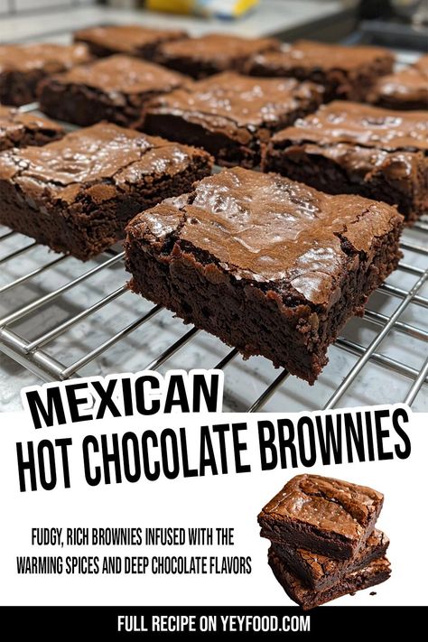 Mexican Hot Chocolate Brownies Dreaming of a warm hug in brownie form? Look no further than these Mexican Hot Chocolate Brownies. Imagine fudgy, rich brownies infused with the warming spices and deep chocolate flavors of Hot Chocolate Brownies Recipe, Mexican Hot Chocolate Brownies, Mexican Dessert Recipes Easy, Mexican Chocolate Cookies, Hot Chocolate Desserts, Hot Chocolate Brownies, Hacks For Home, Cowboy Casserole, 2024 Family