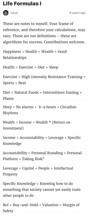 Life Formulas by Naval Ravikant Naval Ravikant Quote, Law Knowledge, Naval Ravikant, Mind Training, Corporate Quotes, Habit Stacking, Body Wisdom, Am Club, Financial Growth