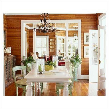 wood paneling white trim. Use of color. Wood Paneled Dining Room, Paneled Dining Room, Wood Paneling Walls, Knotty Pine Rooms, Paneling Walls, Knotty Pine Paneling, Knotty Pine Walls, Dining Room Images, Painting Wood Paneling