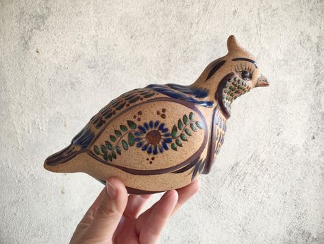 Tonala Pottery Quail Figurine, Ceramic Quail Mexican Pottery Bird Statue, Southwestern Decor, Bird Gifts, Quail Decor, Nature Lover Gift Quail Yard Art, Clay Quail, Talavera Hummingbird, Quail Ceramics, Tonala Mexican Pottery, Oaxacan Animal Sculptures, Oaxaca Wooden Animals, Clay Birds, Antique Porcelain Dolls