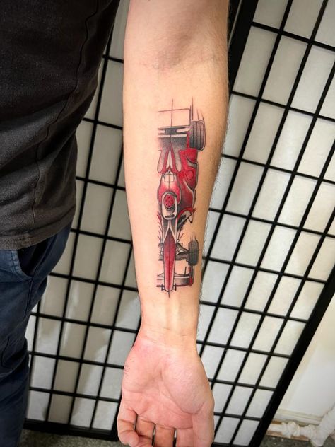 F1 Tattoo Ideas Ferrari, Ferrari Tattoo Ideas, Driver Tattoo Ideas, Formula 1 Tattoos, Jdm Tattoo Ideas, F1 Car Tattoo, Cars Movie Tattoo, Formula One Tattoo, Formula 1 Tattoo Ideas