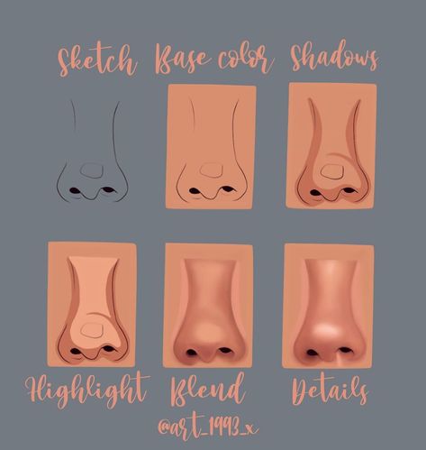 How To Draw Noses Digital Art, Digital Art Blending Tutorial, Simple Drawings Digital, How To Draw Nose Digital Art, How To Draw Nose Digital, Blending Tutorial Digital, How To Shade Nose Drawing Digital, Digital Art Nose Tutorial, Procreate Nose Tutorial