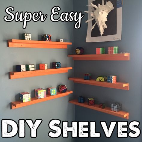 Runs for Cookies: SUPER Easy (and Fast!) DIY Knick Knack Shelves Tutorial  #DIY #shelves #woodwork Knick Knack Shelf, Primitive Shelves, Vintage Knick Knacks, Corner Wall Shelves, Diy Wall Shelves, Wall Shelves Design, Diy Home Decor Bedroom, Wood Wall Shelf, Small Shelves