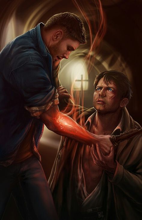 Supernatural fan art / Destiel / Castiel / Dean Winchester ❤ Mark Of Cain, Destiel Fanart, Supernatural Imagines, Supernatural Fan Art, Supernatural Wallpaper, Supernatural Art, Dean And Castiel, Supernatural Destiel, Winchester Boys