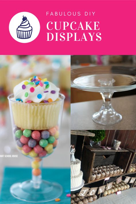 Fabulous DIY Cupcake Displays Cupcake Display Diy, Tiered Cupcake Display, Cupcake Displays, Funny Cupcakes, Cake Decorating Party, Cupcake Tiers Stand, Small Cupcakes, Diy Cupcake, Fancy Cupcakes