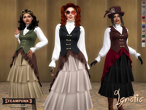 Adventurer Clothes, Steampunk Shorts, Cc Folder, Pirate Outfit, Steampunk Dress, Bella Dress, Eliza Dress, Sims 4 Dresses, Sims 4 Downloads