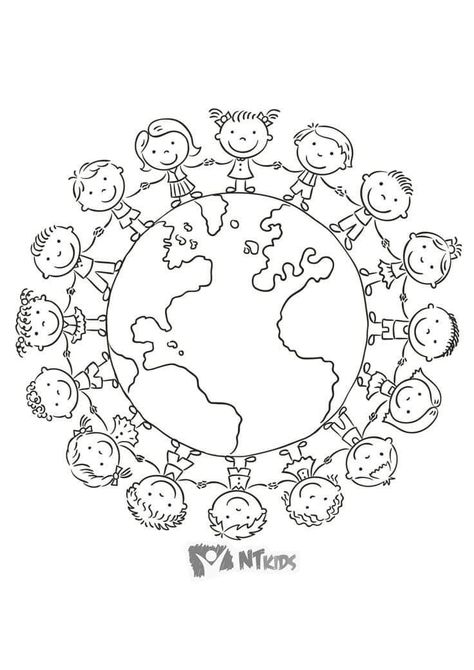 Save Earth Drawing, Earth Day Projects, Harmony Day, Best Nature Images, Earth Day Crafts, Classroom Art Projects, Free Coloring Sheets, Mindfulness For Kids, Children's Rights