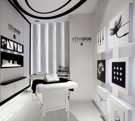 Iconic Design creates the first Keraskin Institute in Mumbai. Black And White Aesthetic Clinic, Spa Interior Design, Spa Interior, Beauty Salon Design, Beauty Salon Decor, Loft Decor, Aesthetic Clinic, Spa Decor, Beauty Center