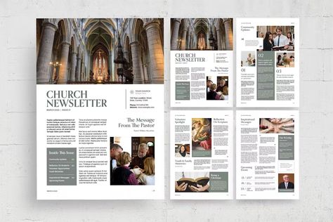 Church Newsletter Template - Design Template Place Newsletter Design Layout Email, Newsletter Design Layout, Church Newsletter, Editable Newsletter Templates, Church Graphics, Newsletter Template, Newsletter Design, 5th Avenue, Design Layout