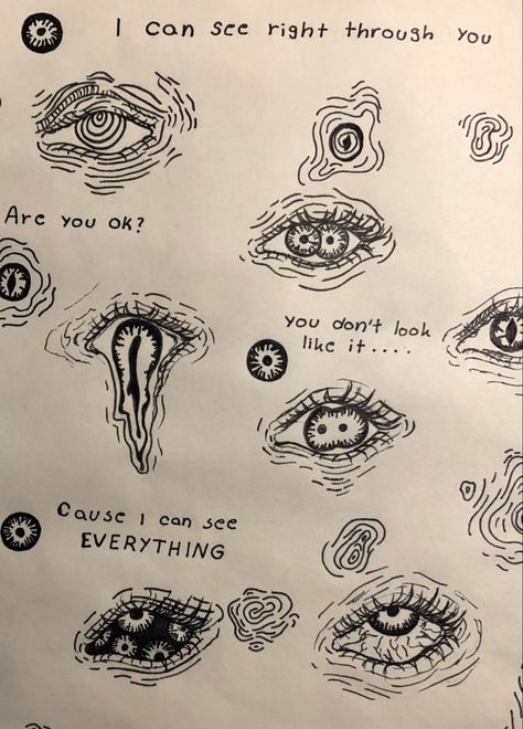 Things With Eyes Drawing, Creepy Eye Doodle, Anime Eyes Creepy, Drawing Ideas Trendy, Eyes Creepy Aesthetic, Eyes Aesthetic Creepy Art, Aesthetic Colorful Drawings, Eyes In Love Drawing, Eye Drawings Grunge