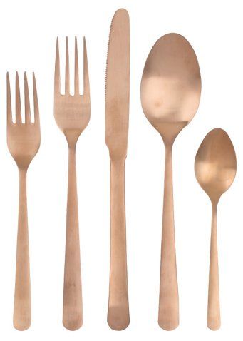 Copper Cutlery, Copper Flatware, Black Cutlery, Lucky Penny, Stainless Steel Dishwasher, Easter Brunch, Kathy Kuo Home, Place Setting, Flatware Set