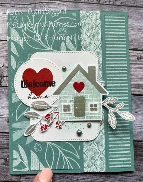 A Pocket Trifold Card - Papercrafting Playdate 129 - Robin Armbrecht, Stampin' Up! Demonstrator - ReallyRobinStamps.com Coming Home Stampin Up Cards, Stampin Up Humble Home Bundle, Stampin Up Humble Home, Welcome Home Cards, Robin Armbrecht, Sweet Gingerbread, Humble House, House Cards, Housewarming Card