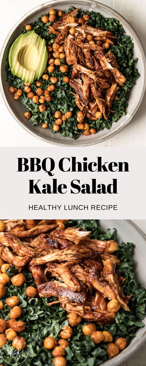 Salad With Bbq, Chicken Kale Salad, Dino Kale, Chopped Kale Salad, Kale Chicken Salad, Chicken Kale, Crab Salad Recipe, Chopped Kale, Chicken Chickpea