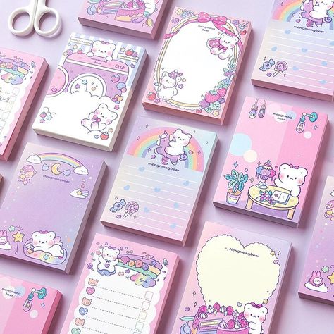 Bloc de notas de oso rosa, notas adhesivas Kawaii, diario de niña, cuaderno escolar decorativo DIY, papelería, 100 hojas|Bloc de notas| - AliExpress Diary Diy, Cute Stationary School Supplies, Cute School Stationary, Memo Notepad, Note Memo, Planner Notepad, Stationary School, Cute Stationary, Cute School Supplies