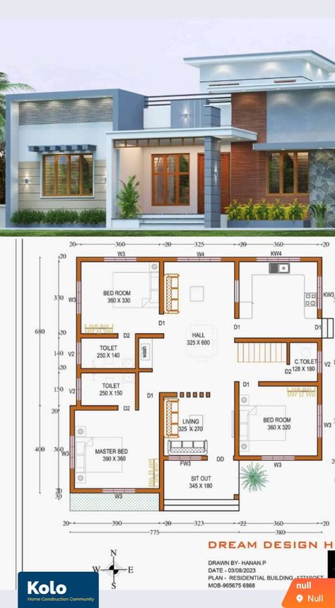 1600 Sq Ft House Plans Indian, Simple House Floor Plan, 3bedroom House Plan, Architecture Plan Layout, Modern 3 Bedroom House Design, Bungalow Plan, Floor Plan Ideas, Exterior Modern House, Single Floor House Design