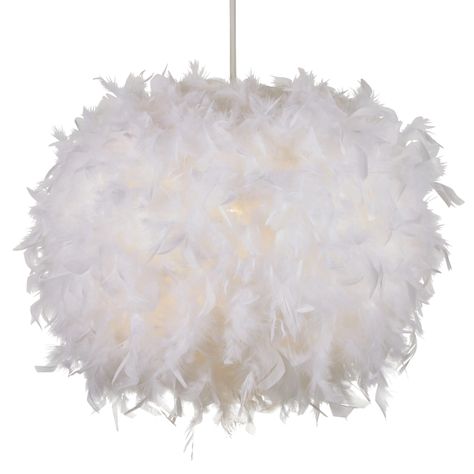 Glow Mahina White Feather Lamp shade (D)50cm Feather Light Shade, Light Picture Wall, Feather Lamp, Candle Shades, Large Feathers, Diy Trends, White Feather, Colorful Feathers, Feather Design