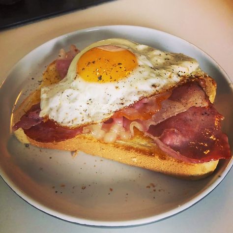 The Hungry Man’s Instagram photo: “Bacon, Egg on Toast. Simple. . . .  #saturday #bacon #sausage #hangry #hungry #fryup  #breakfast #food #foody #foodporn #foodphotography…” Sausage Toast, Egg Toast Breakfast, Egg On Toast, Hungry Man, Ham And Eggs, Bacon Sausage, Egg Toast, Breakfast Toast, Fried Eggs