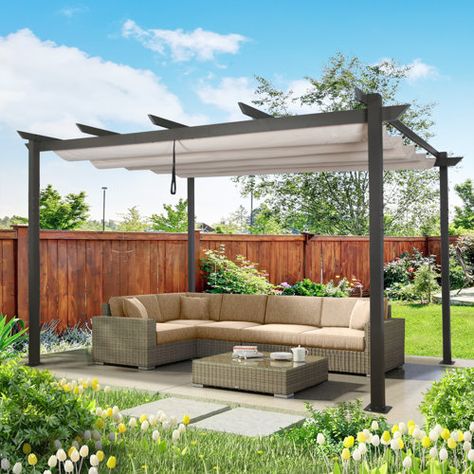 Wayfair | Pergolas You'll Love in 2023 Small Courtyards Ideas Outdoor, Courtyards Ideas, Deck Pergolas, Pergola With Canopy, Deck Shade, Bbq Parties, Steel Pergola, Metal Pergola, Aluminum Pergola