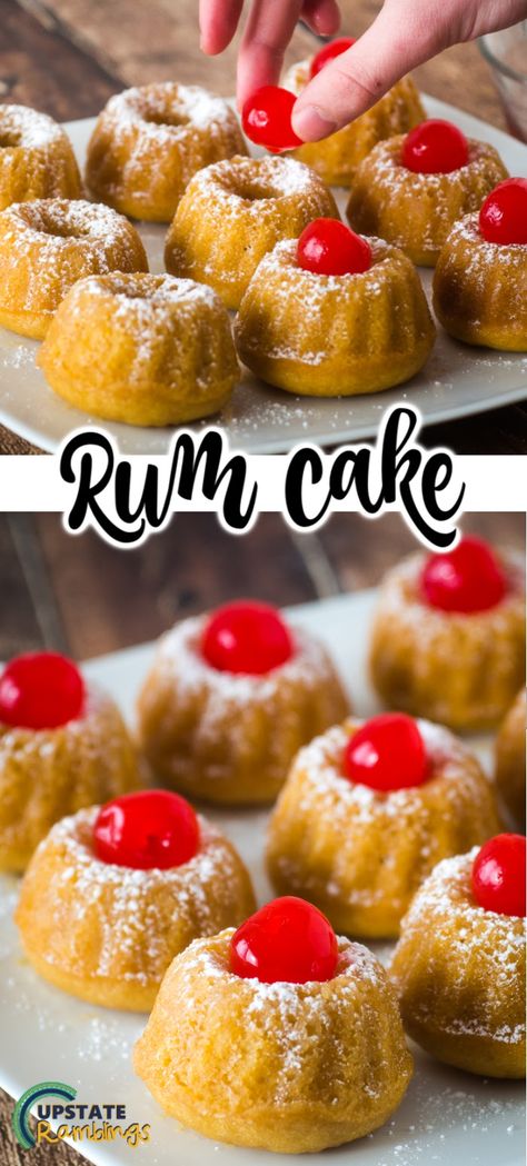 Rum Cupcake Recipe, Mini Rum Cakes Bundt Pans, Cakes With Liquor, Liquor Desserts, Liquor Cakes, Hawaii Recipes, Upstate Ramblings, Rum Cakes, Mini Bundt Cakes Recipes