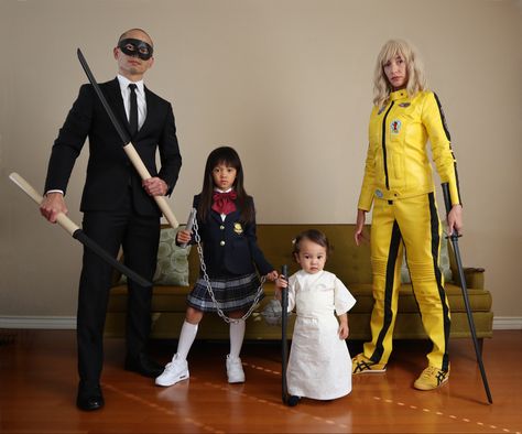 Kill Bill Halloween Costume Couple, Kill Bill Couple Costume, Kill Bill Costume, Movie References, Study Pics, Iconic Halloween Costumes, Halloween Parejas, Boho Waves, Famous Babies