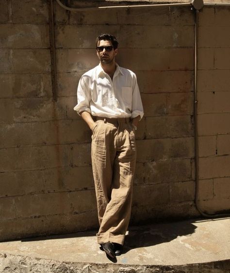 Italian Aesthetic Fashion, Fabien Frankel, Criston Cole, A Man Standing, Italian Mens Fashion, Art Vibe, Vibe Aesthetic, Shirt Outfit Men, A Brick Wall