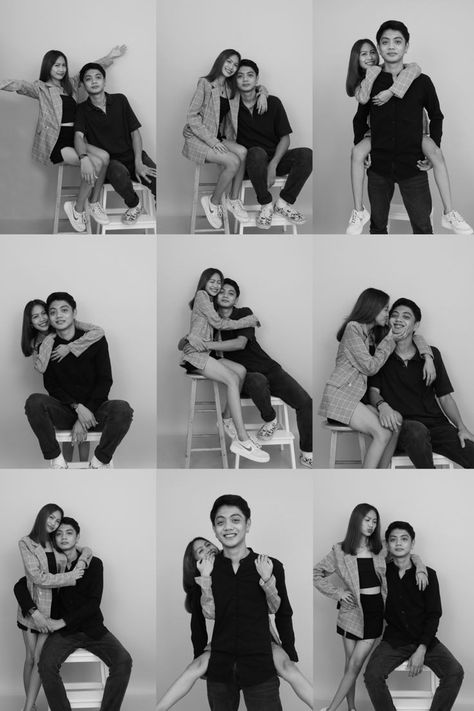 Couple Pose In Studio, Couple Self Photo Studio Pose, Self Shoot Studio Pose Ideas, Self Photoshoot Poses Couple, Couple Self Shoot Poses, Self Portrait Photography Poses Couple, Couple Poses For Self Studio, Pose Ideas For Couples Photoshoot, Couple Pose Ideas Studio