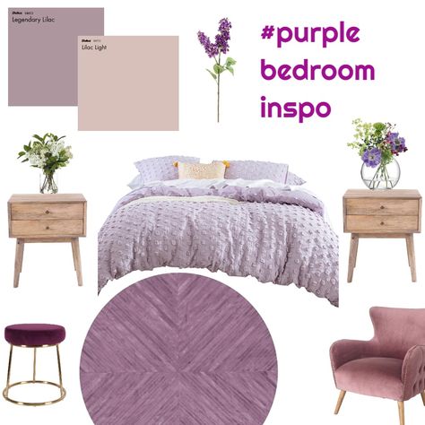 Lavendar Bedrooms, Lilac Room, Lilac Bedroom, Lilac Bedding, Lavender And Lilac, Design Mood Board, Brass Bed, Shabby Chic Bedroom, Primary Bedroom