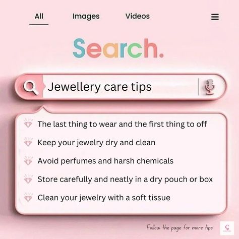 "✨✨ Keep Your Jewelry Sparkling with These Simple Tips! ✨✨ Follow these tips to ensure your CASCADE pieces stay as beautiful as the day you bought them. 💖✨ 💎 Follow our page for more jewelry care tips and updates on our latest collections! #JewelryCare #JewelryTips #CASCADE #HandmadeJewelry #JewelryLovers #StaySparkling" Jewelry Care Tips, Jewelry Care, Sparkle, Handmade Jewelry