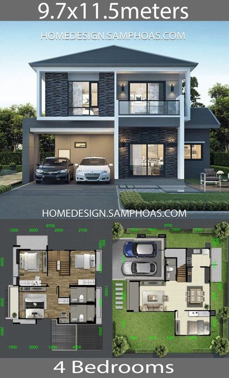 Two Story House Design, 2 Storey House Design, House Design Plans, 2 Storey House, House Plans Mansion, Two Story House, Duplex House Plans, House Plan Gallery, House Construction Plan