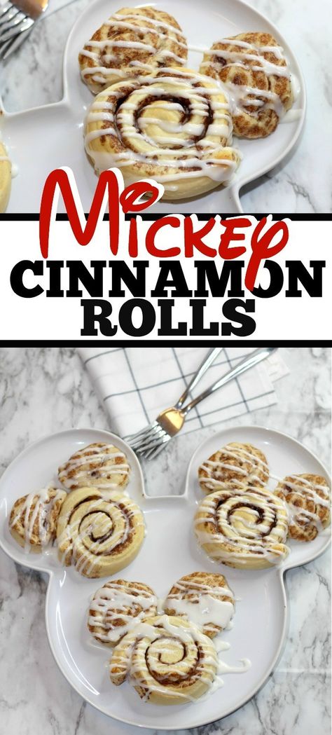 Bring a little Disney magic home with this simple to make Mickey Cinnamon Rolls Recipe! #Mickey #MickeyMouse #DisneyRecipes #DisneyCinnamonRolls Cinnamon Rolls Recipe Easy, Recipes Cinnamon Rolls, Disney Dessert Recipes, Disney Breakfast, Rolls Recipe Easy, Disney Baking, Disney Inspired Recipes, Disney Themed Food, Disney Dishes