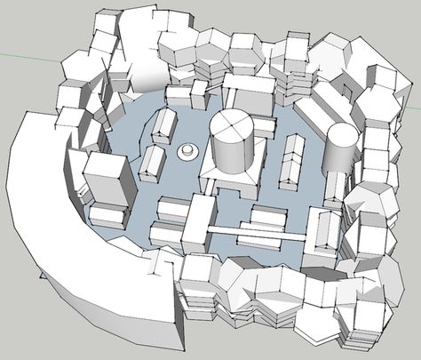 “@AxeyWorks: Another speedy &amp; rough level design block for getting the feel of the map using my fav tool @SketchUp” 3d Level Design, Top Down Level Design, Level Blockout, Level Design Game, Level Design Concept, Game Map Design, Game Level Design, Map Layout, Interior Props