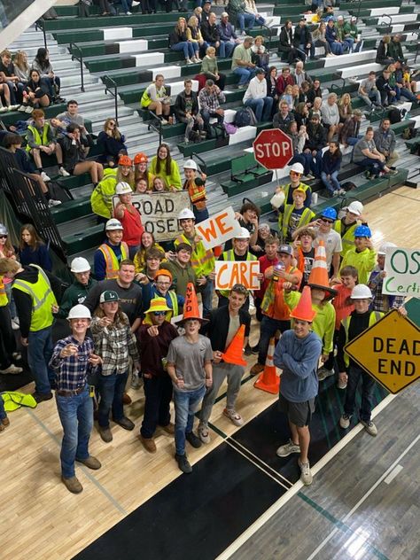 Fnl Construction Theme, Rowdy Crowd Themes, High School Game Themes, Construction Theme Pep Rally, Themes For Basketball Games, Themes For Basketball Games Student Section, Construction Student Section, Basketball Student Section Themes, Construction Pep Rally