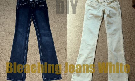 DIY Bleaching Jeans...since part of my jeans got bleached I might just have to bleach the rest of it! How To Bleach Pants, How To Bleach Jeans, Bleaching Jeans, Bleach Jeans Diy, Bleach Jeans, Denim Hacks, Jean Skirt Fashion, Bleaching Clothes, Diy Pants