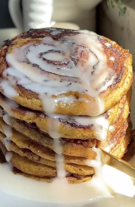 Cinnamon Roll Pancakes Recipe, Cinnamon Roll Pancakes, Cinnamon Pancakes, Beet Hummus, Pumpkin Spice Syrup, Pumpkin Pancakes, Black Olives, Pancakes And Waffles, Breakfast Brunch Recipes