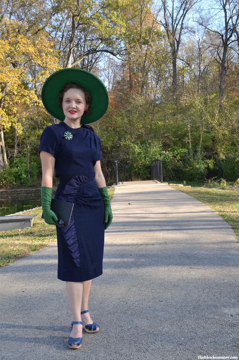 1940s Inspired Fashion, 1930s America, Classic Costumes, 1940s Costume, 1940s Fashion Women, Fashion 40s, 1940s Looks, 1940's Style, Blue Ruffle Dress