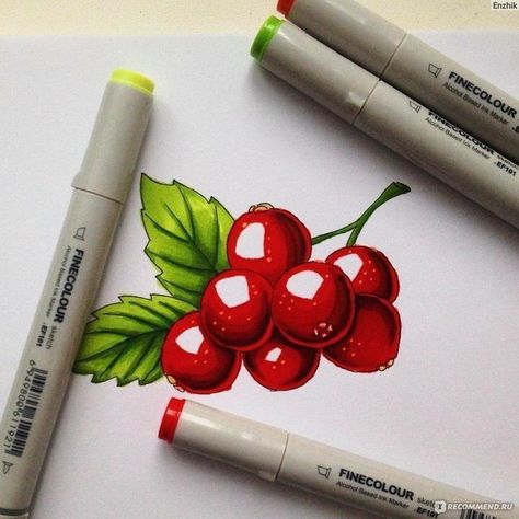 Art Markers Drawing, Markers Drawing Ideas, Markers Drawing, Copic Marker Art, Color Drawing Art, Food Sketch, Colored Pencil Artwork, Art Markers, Anime Canvas Art