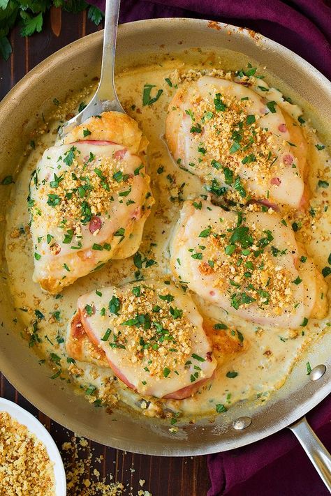 Skillet Chicken Cordon Bleu, Creamy Dijon Sauce, Creamy Dijon, Stove Top Chicken, Cordon Bleu Recipe, Dijon Sauce, Cordon Blue, Chicken Cordon Bleu Recipe, Chicken Cordon