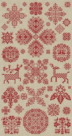 karelian embroidery Christmas Sampler, Start Sewing, Christmas Download, Fair Isles, Beautiful Cross Stitch Pattern, Folk Embroidery, Cross Stitch Samplers, Christmas Embroidery, Christmas Cross