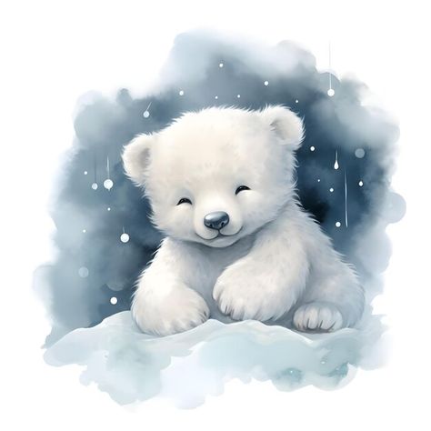 Photo fluffy soft baby polar bear waterc... | Premium Photo #Freepik #photo Polar Bear Watercolor, Polar Bear Drawing, Animal Animation, Christmas Puppies, Baby Polar Bear, Penguins And Polar Bears, Baby Polar Bears, Bear Watercolor, Polar Bear Christmas